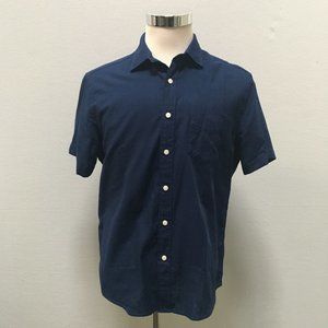 Men's Navy Blue Short Sleeve Button Down Shirt